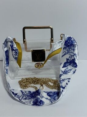 Clear Stadium Bag with Upcycled LV Patch